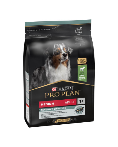 Сухий корм PRO PLAN Medium Adult 1+ Sensitive Digestion для дорослих собак середніх порід, з чутливим травленням, з ягням, 3 кг