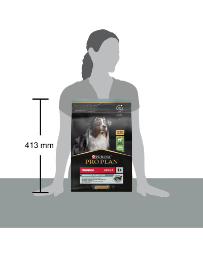 Сухий корм PRO PLAN Medium Adult 1+ Sensitive Digestion для дорослих собак середніх порід, з чутливим травленням, з ягням, 3 кг