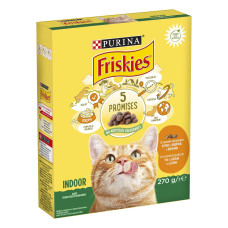 Сухий корм FRISKIES Indoor для дорослих котів що постійно перебувають у приміщенні, з куркою та індичкою, з овочами, 270 г