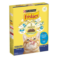 Сухий корм FRISKIES Sterilized для дорослих стерилізованих котів, з лососем, тунцем та овочами, 270 г