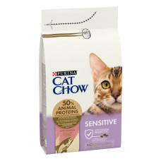 Сухий корм CAT CHOW Sensitive для дорослих котів із чутливою шкірою та травленням, з лососем, 1,5 кг