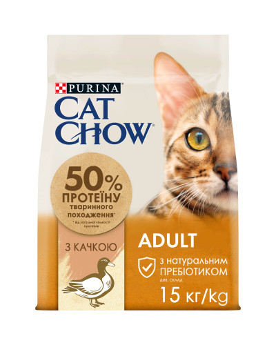 Сухий корм CAT CHOW Adult для дорослих котів, з качкою, 15 кг