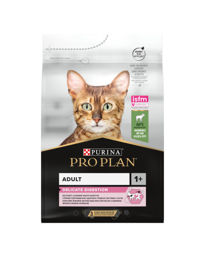 Сухий корм PRO PLAN Adult 1+ Delicate Digestion для дорослих котів з чутливим травленням та вибагливих до їжі, з ягням, 3 кг