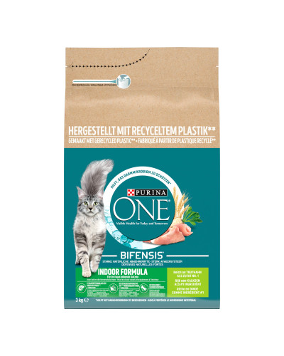 Сухий корм PURINA ONE Indoor для дорослих котів що постійно перебувають у приміщенні, комплекс Bifensis, з індичкою, 3 кг