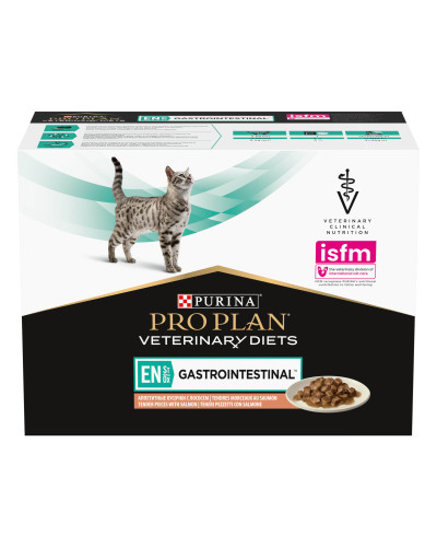 Влажный диетический корм PRO PLAN VETERINARY DIETS EN Gastrointestinal для котят и взрослых кошек для уменьшения расстройств кишечной абсорбции, с лососем, 10х85 г