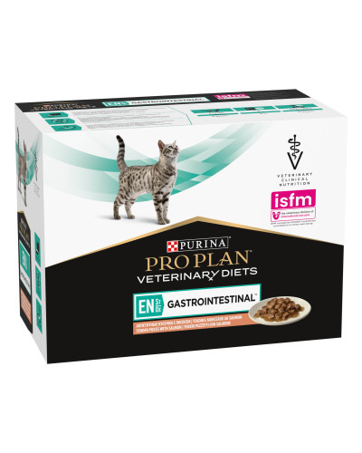 Влажный диетический корм PRO PLAN VETERINARY DIETS EN Gastrointestinal для котят и взрослых кошек для уменьшения расстройств кишечной абсорбции, с лососем, 10х85 г