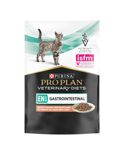 Влажный диетический корм PRO PLAN VETERINARY DIETS EN Gastrointestinal для котят и взрослых кошек для уменьшения расстройств кишечной абсорбции, с лососем, 10х85 г