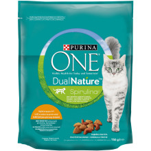Сухий корм PURINA ONE Adult Dual Nature Spirulina для дорослих котів, з куркою, 750 г