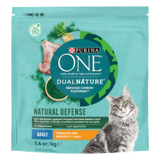 Сухий корм PURINA ONE Adult Dual Nature Spirulina для дорослих котів, з куркою, 1,4 кг
