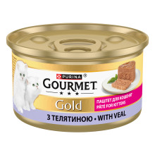 Влажный корм GOURMET Gold для котят, паштет, с телятиной, 85 г