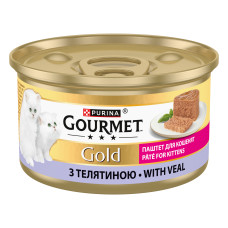 Вологий корм GOURMET Gold для кошенят, паштет, з телятиною, 85 г