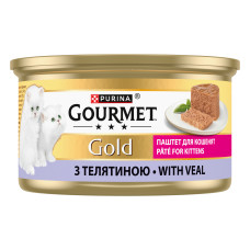 Вологий корм GOURMET Gold для кошенят, паштет, з телятиною, 85 г