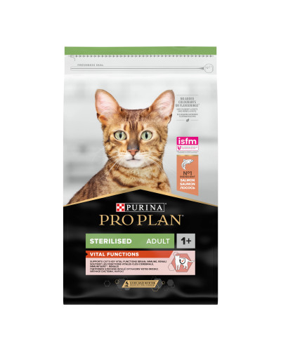 Сухой корм PRO PLAN Sterilised Adult 1+ Vital Functions для взрослых стерилизованных кошек, с лососем, 10 кг