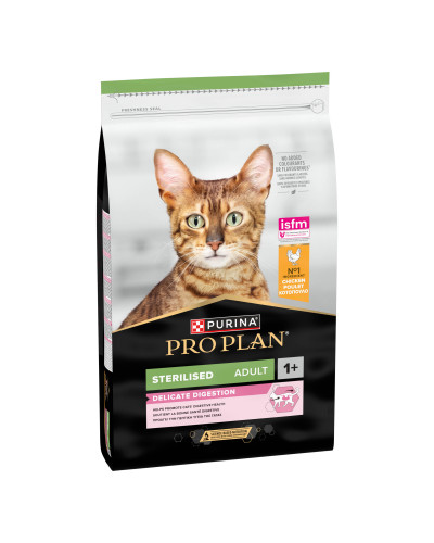 Сухий корм PRO PLAN Sterilised Adult 1+ Delicate Digestion для дорослих стерилізованих котів з чутливим травленням, з куркою, 10 кг