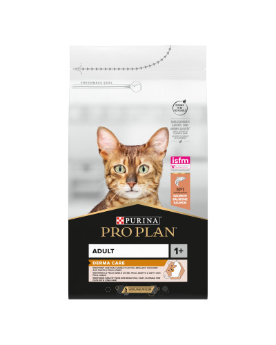Сухий корм PRO PLAN Adult 1+ Derma Care для дорослих котів для підтримки здоров'я шкіри та краси шерсті, з лососем, 1,5 кг