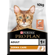 Сухий корм PRO PLAN Adult 1+ Derma Care для дорослих котів для підтримки здоров'я шкіри та краси шерсті, з лососем, 10 кг