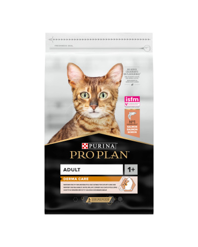 Сухий корм PRO PLAN Adult 1+ Derma Care для дорослих котів для підтримки здоров'я шкіри та краси шерсті, з лососем, 10 кг