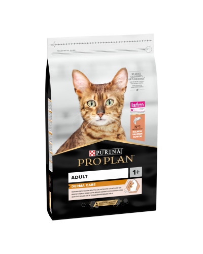 Сухий корм PRO PLAN Adult 1+ Derma Care для дорослих котів для підтримки здоров'я шкіри та краси шерсті, з лососем, 10 кг