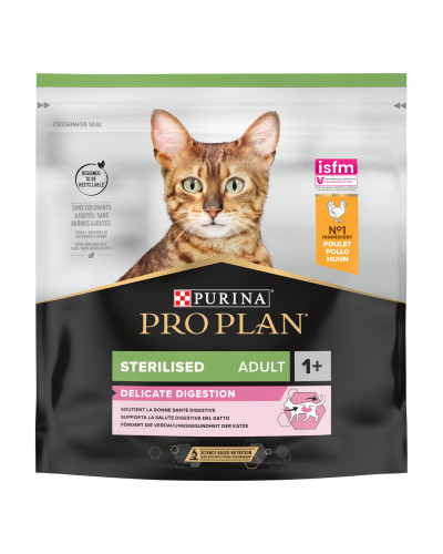 Сухий корм PRO PLAN Sterilised Adult 1+ Delicate Digestion для дорослих стерилізованих котів з чутливим травленням, з куркою, 400 г
