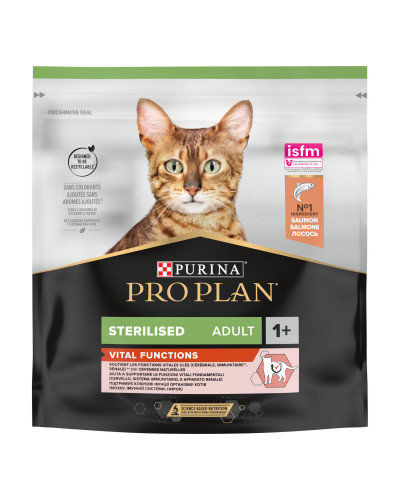Сухой корм PRO PLAN Sterilised Adult 1+ Vital Functions для взрослых стерилизованных кошек, с лососем, 400 г