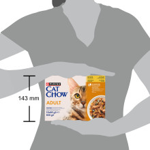 Вологий корм CAT CHOW Adult для дорослих котів, шматочки в желе, з куркою та цукіні, 10x85 г