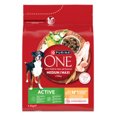 Сухой корм PURINA ONE MedMax Active для взрослых собак средних и крупных пород >10 кг с высокой активностью, курицей и рисом, 2.5 кг