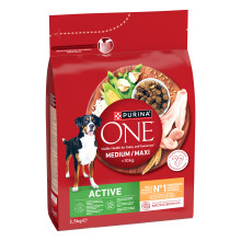 Сухой корм PURINA ONE MedMax Active для взрослых собак средних и крупных пород >10 кг с высокой активностью, курицей и рисом, 2.5 кг