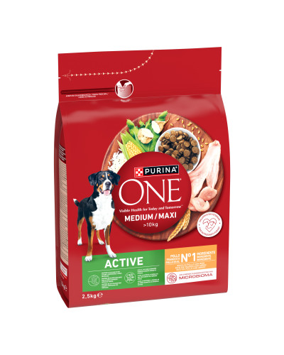 Сухий корм PURINA ONE MedMax Active для дорослих собак середніх і великих порід >10 кг з високою активністю, з куркою та рисом, 2.5 кг