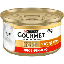 Влажный корм GOURMET Gold "Соус Де-Люкс" для взрослых кошек, кусочки в соусе, с говядиной, 85 г