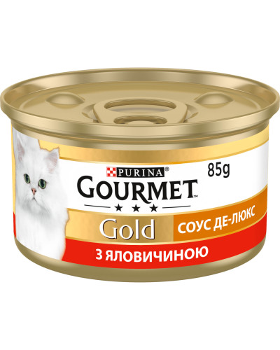 Влажный корм GOURMET Gold &amp;quot;Соус Де-Люкс&amp;quot; для взрослых кошек, кусочки в соусе, с говядиной, 85 г