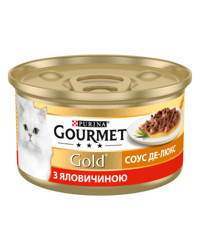 Влажный корм GOURMET Gold &amp;quot;Соус Де-Люкс&amp;quot; для взрослых кошек, кусочки в соусе, с говядиной, 85 г