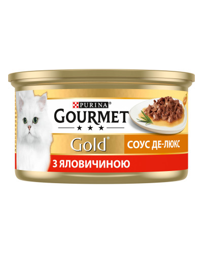 Влажный корм GOURMET Gold &amp;quot;Соус Де-Люкс&amp;quot; для взрослых кошек, кусочки в соусе, с говядиной, 85 г