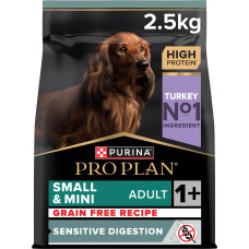 Сухий корм PRO PLAN Smal and Mini Adult 1+ Sensitive Digestion, з чутливим травленням, беззерновий, з індичкою, 2,5 кг