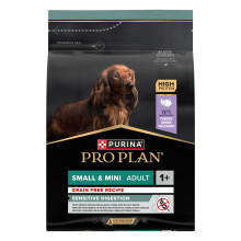 Сухой корм PRO PLAN Small and Mini Adult 1+ Sensitive Digestion, с чувствительным пищеварением, беззерновой, с индейкой, 2,5 кг