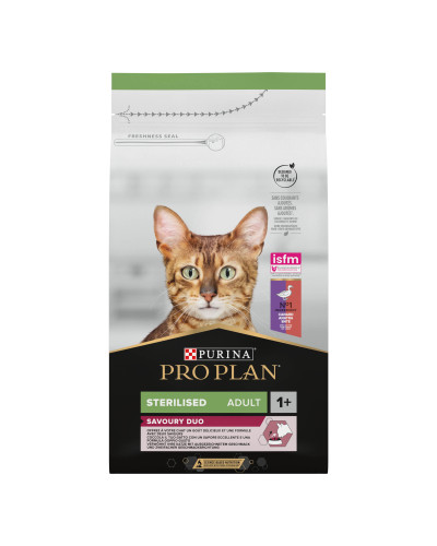 Сухий корм PRO PLAN Sterilised Adult 1+ Savoury Duo для дорослих стерилізованих котів, з качкою та печінкою, 1,5 кг