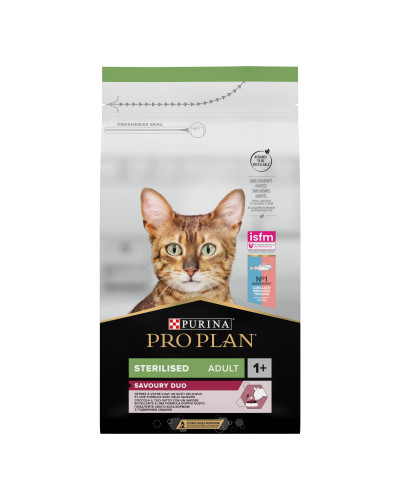 Сухий корм PRO PLAN Sterilised Adult 1+ Savoury Duo для дорослих стерилізованих котів, з тріскою та фореллю, 1,5 кг