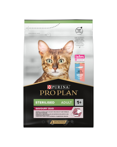 Сухой корм PRO PLAN Sterilised Adult 1+ Savoury Duo для взрослых стерилизованных кошек, с треской и форелью, 3 кг