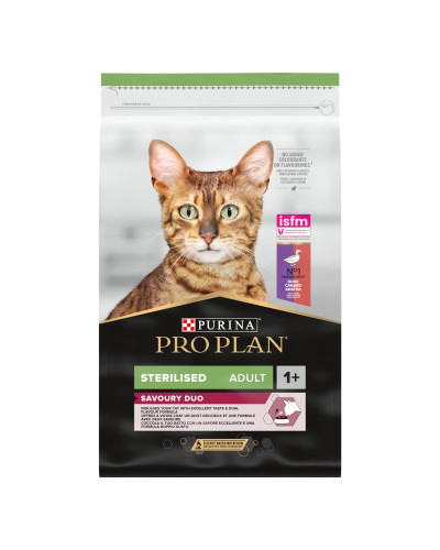 Сухий корм PRO PLAN Sterilised Adult 1+ Savoury Duo для дорослих стерилізованих котів, з качкою та печінкою, 10 кг