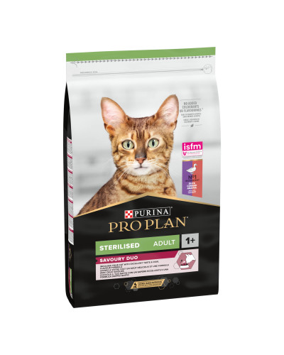 Сухий корм PRO PLAN Sterilised Adult 1+ Savoury Duo для дорослих стерилізованих котів, з качкою та печінкою, 10 кг