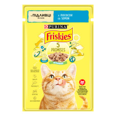Вологий корм FRISKIES для дорослих котів, шматочки у підливці, з лососем, 85 г