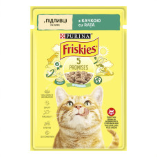 Вологий корм FRISKIES для дорослих котів, шматочки у підливці, з качкою, 85 г