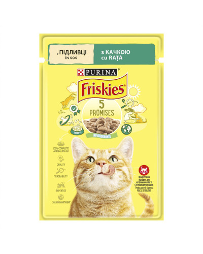 Влажный корм FRISKIES для взрослых кошек, кусочки в соусе, с уткой, 85 г