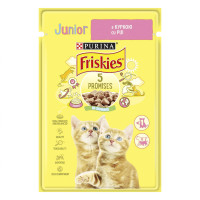 Влажный корм FRISKIES Junior для котят, кусочки в соусе, с курицей, 85 г