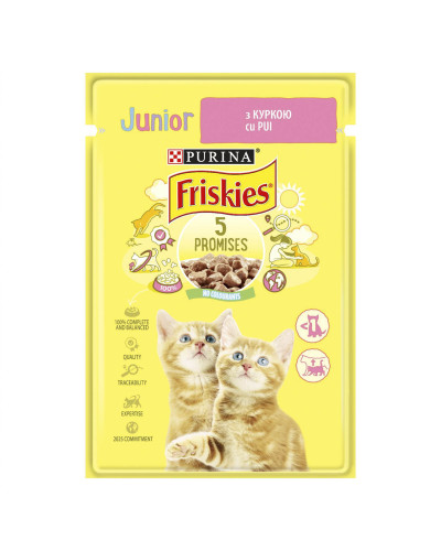 Влажный корм FRISKIES Junior для котят, кусочки в соусе, с курицей, 85 г