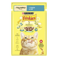 Влажный корм FRISKIES для взрослых кошек, кусочки в соусе, с тунцем, 85 г