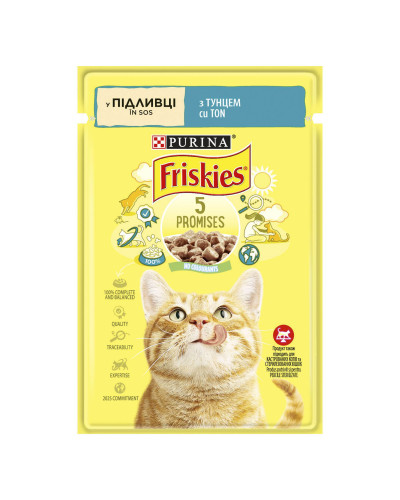Влажный корм FRISKIES для взрослых кошек, кусочки в соусе, с тунцем, 85 г