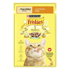 Вологий корм FRISKIES для дорослих котів, шматочки у підливці, з куркою, 85 г