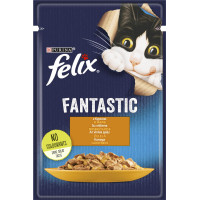 Вологий корм FELIX Fantastic для дорослих котів, шматочки в желе, з куркою, 85 г