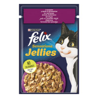 Вологий корм FELIX Sensations Jellies для дорослих котів, шматочки в желе, з качкою та шпинатом, 85 г