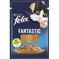 Вологий корм FELIX Fantastic для дорослих котів, шматочки в желе, з індичкою, 85 г